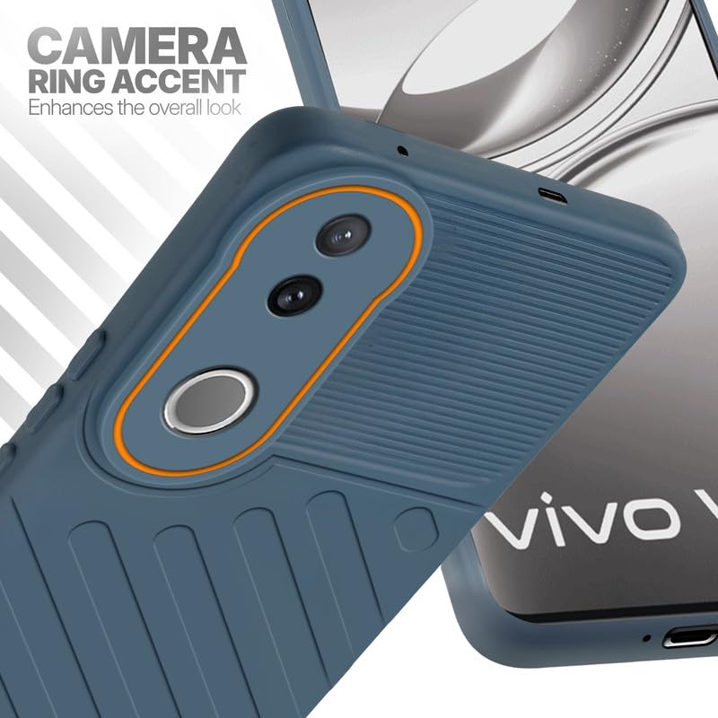 Vivo V50 5G Grey silicone case with raised camera ring for extra lens protection and stylish look