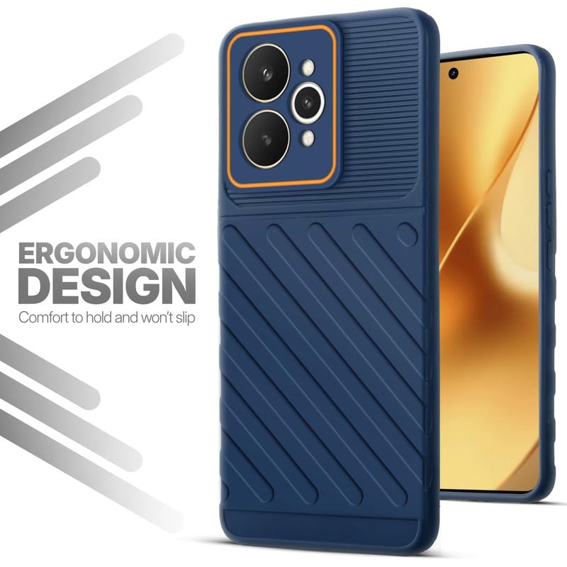 Soft silicone back cover for Realme 15 5G in blue with anti-slip grip and textured design