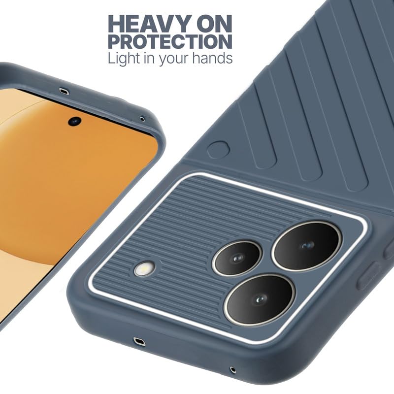 Silicone case for Realme P4 5G with raised edges for screen and camera protection in Grey