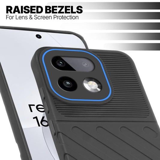 Slim Black silicone back cover for Realme 16 Pro Plus 5G with strong drop protection and soft feel