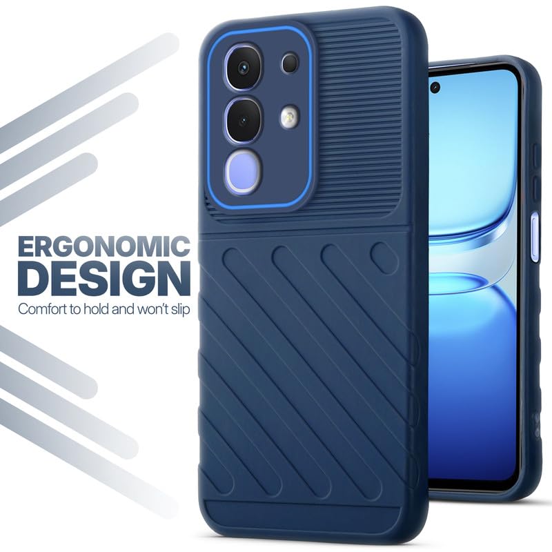 Soft silicone back cover for iQOO Z10x 5G in blue with anti-slip grip and textured design
