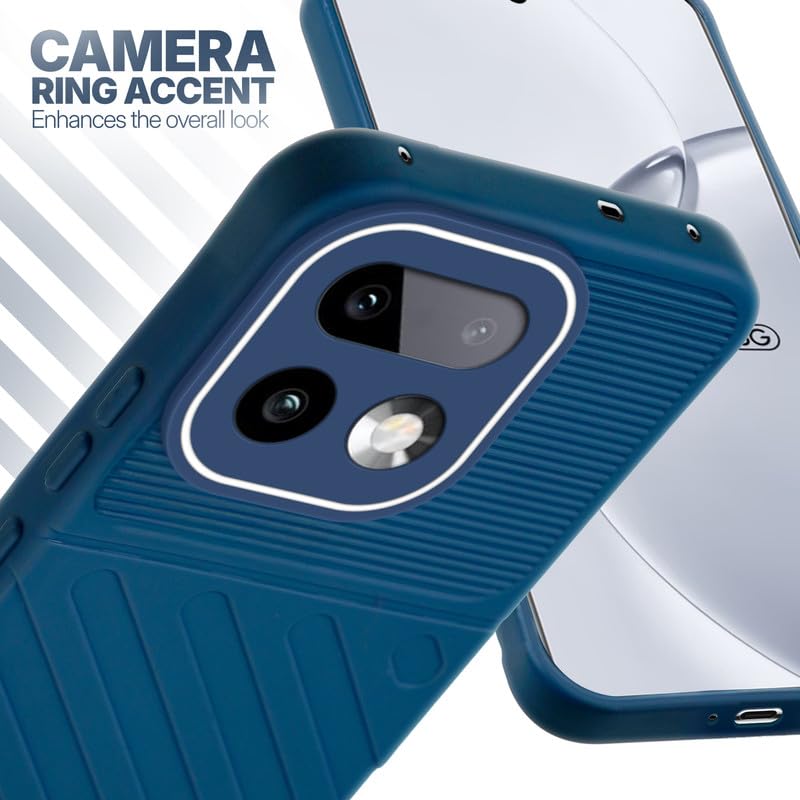 Realme 16 Pro Plus 5G blue silicone case with raised camera ring for extra lens protection and stylish look