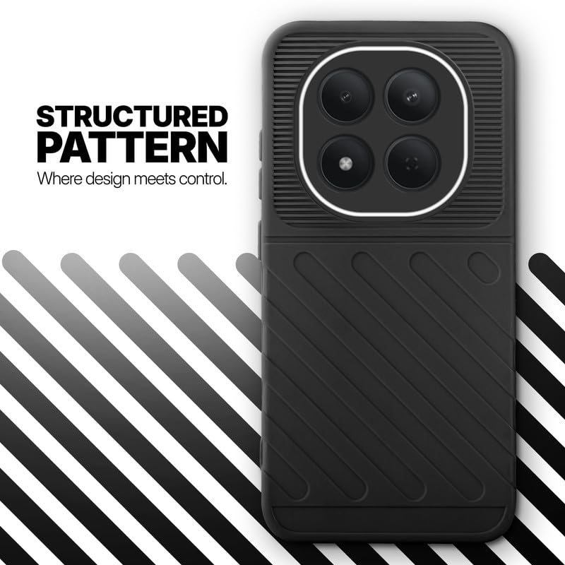Textured soft silicone back cover for Redmi Note 15 Pro 5G, Black finish with comfortable anti-slip grip