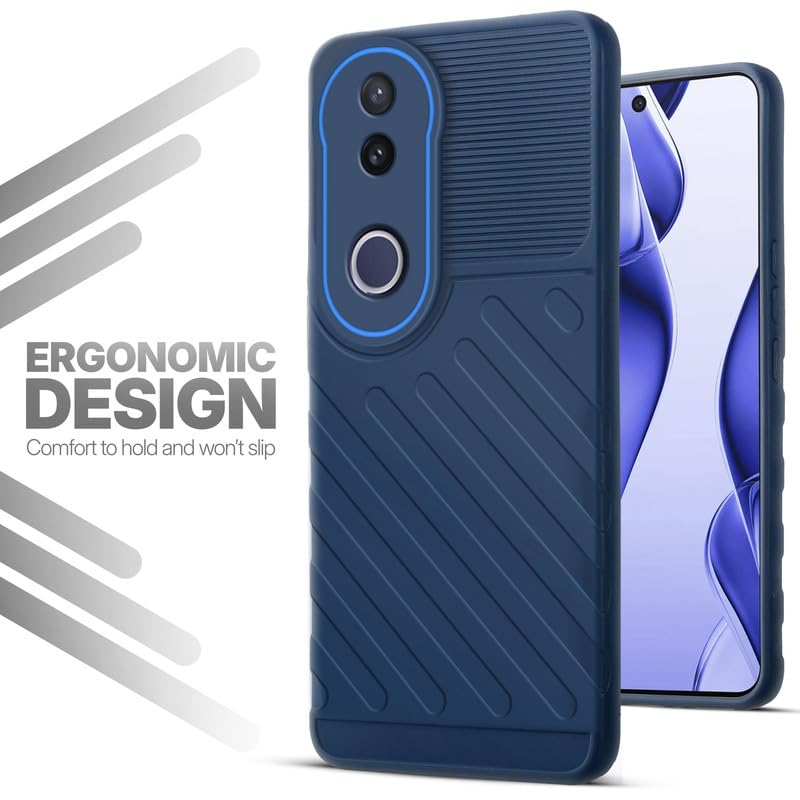 Soft silicone back cover for Vivo V50e 5G in blue with anti-slip grip and textured design