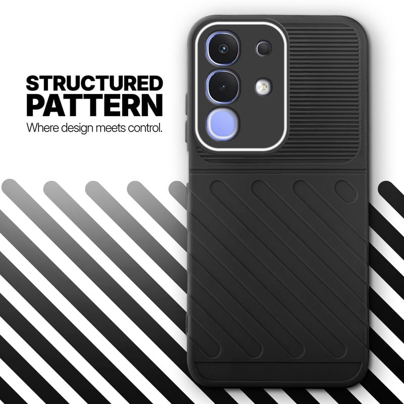 Textured soft silicone back cover for iQOO Z10x 5G, Black finish with comfortable anti-slip grip