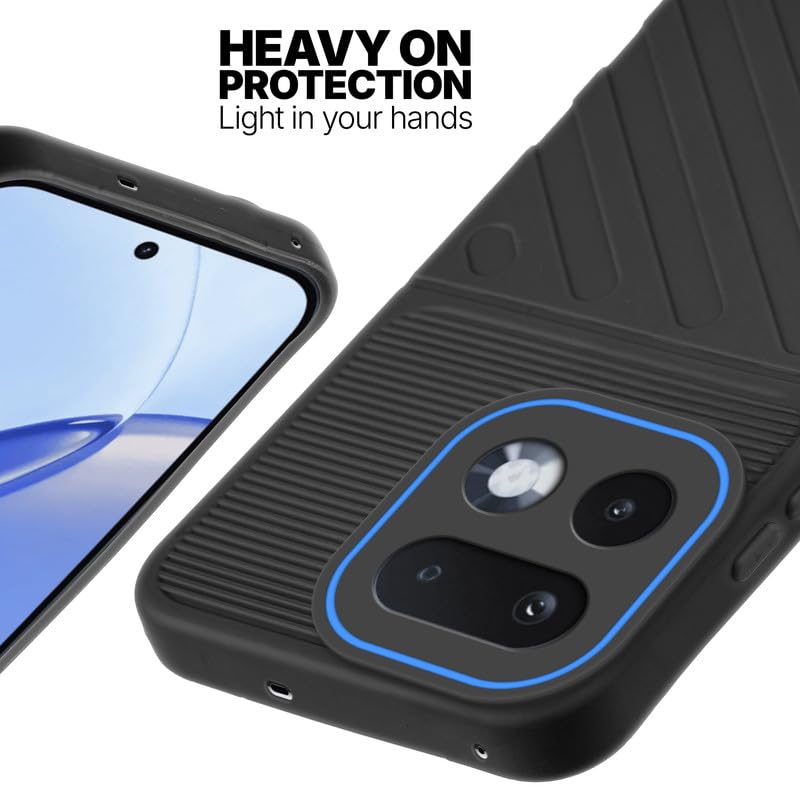 Silicone case for Realme 16 Pro 5G with raised edges for screen and camera protection in Black