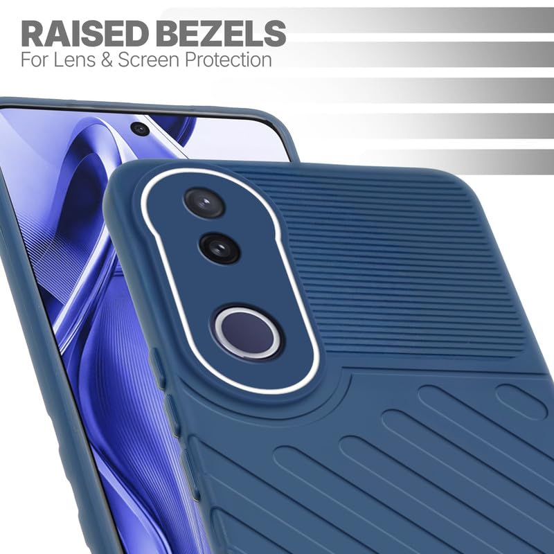 Slim blue silicone back cover for Vivo V50e 5G with strong drop protection and soft feel