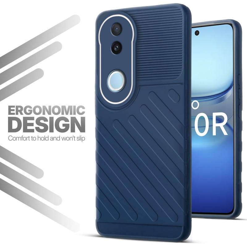 Soft silicone back cover for iQOO Z10R 5G in blue with anti-slip grip and textured design