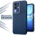 Soft silicone back cover for iQOO Z10x 5G in blue with anti-slip grip and textured design