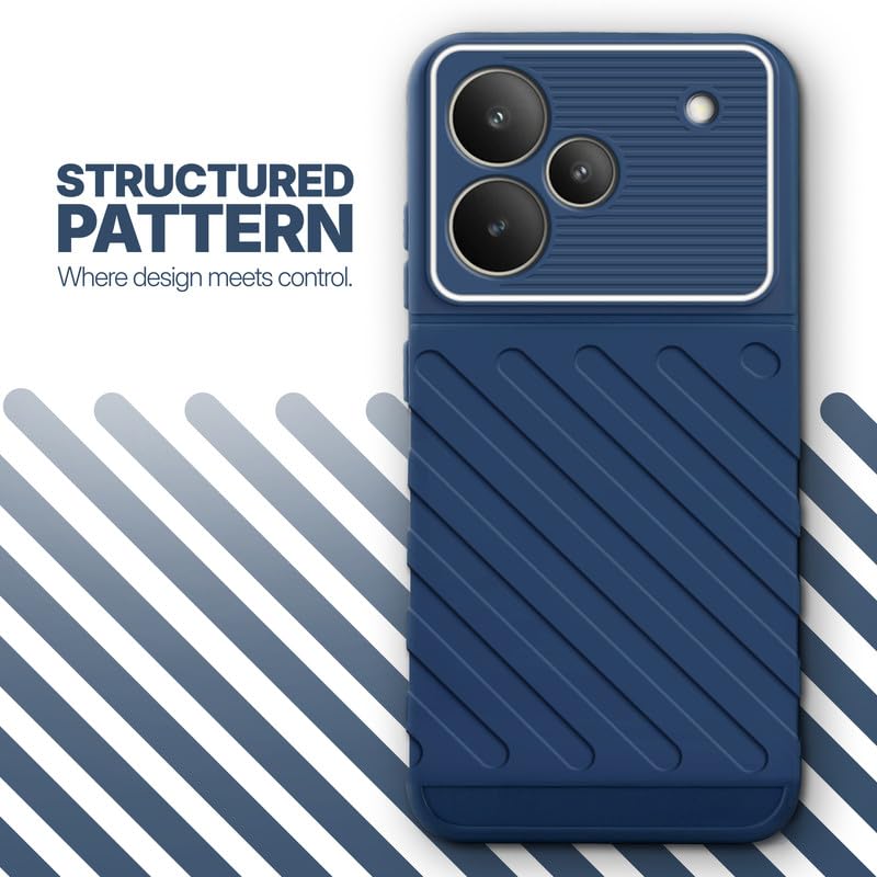 Textured soft silicone back cover for Realme P4 5G, blue finish with comfortable anti-slip grip