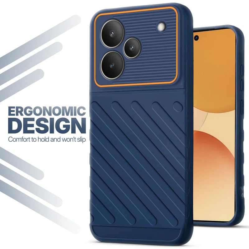 Soft silicone back cover for Realme P4 5G in blue with anti-slip grip and textured design