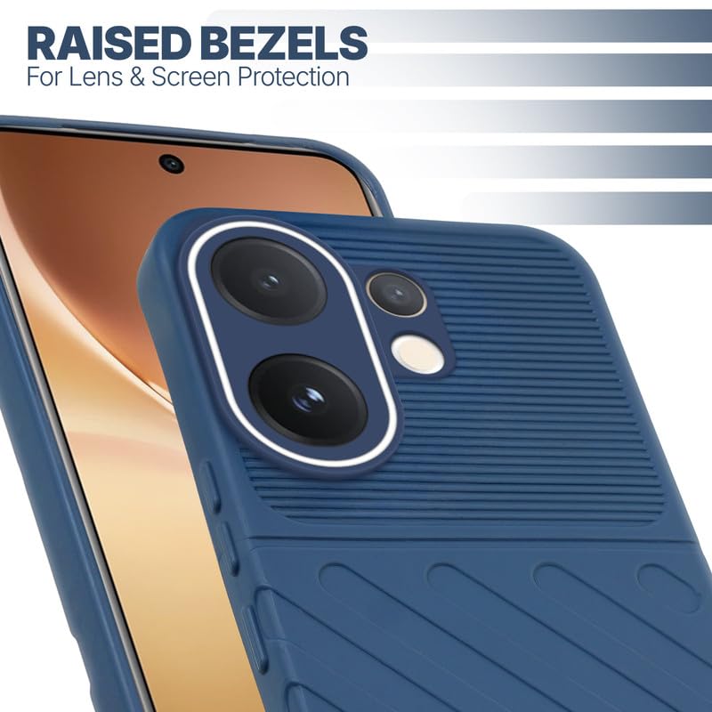 Slim blue silicone back cover for Vivo V60 5G with strong drop protection and soft feel