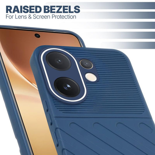 Slim blue silicone back cover for Vivo V60 5G with strong drop protection and soft feel