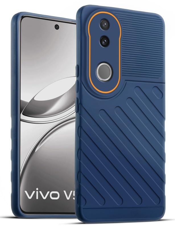 Lightweight and flexible silicone case for Vivo V50 5G with raised camera protection – blue color