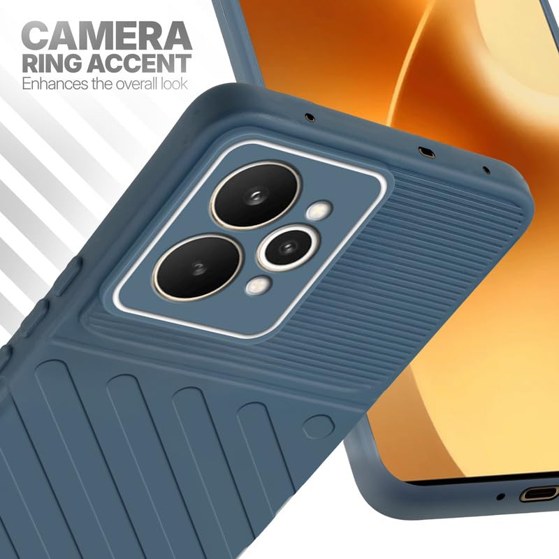 Realme 15 5G Grey silicone case with raised camera ring for extra lens protection and stylish look