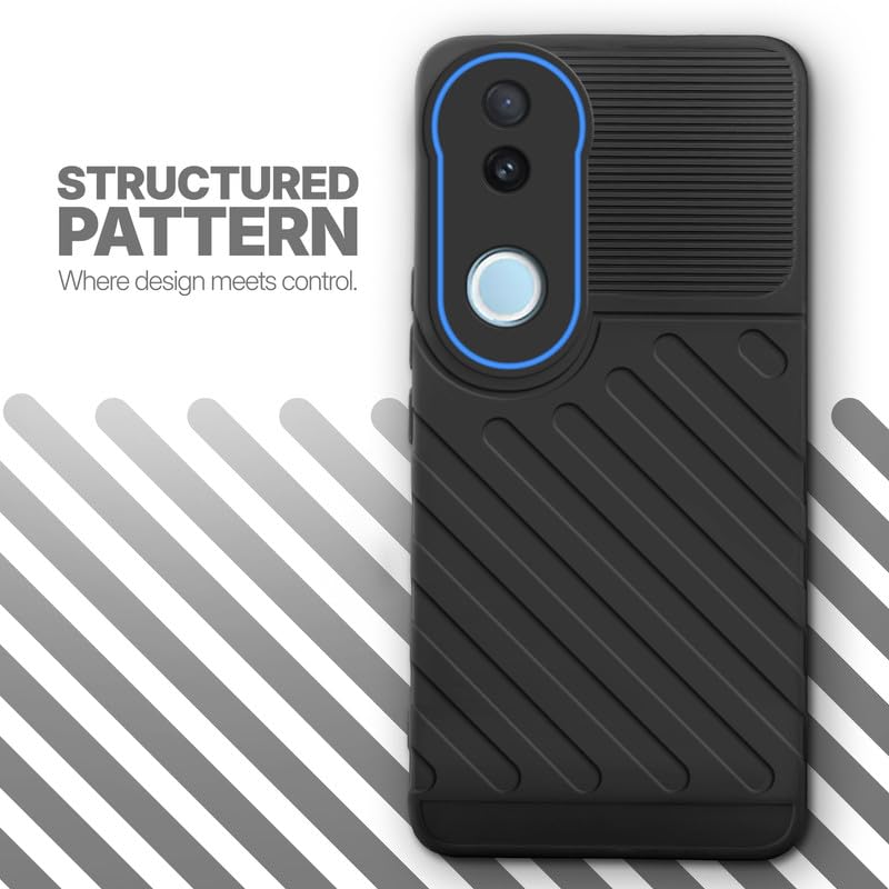 Textured soft silicone back cover for iQOO Z10R 5G, Black finish with comfortable anti-slip grip