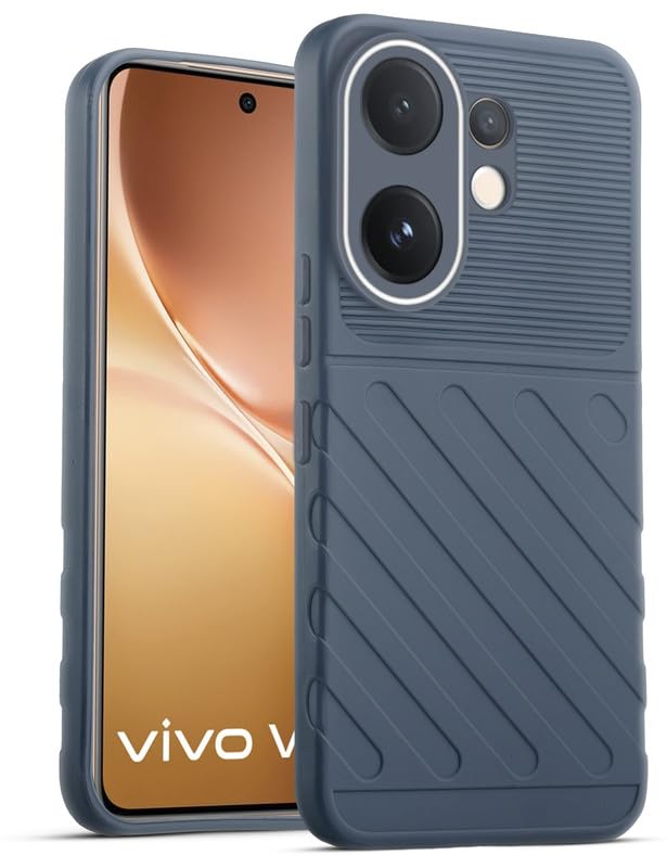 Lightweight and flexible silicone case for Vivo V60 5G with raised camera protection – Grey color