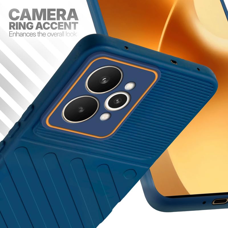 Realme 15 5G blue silicone case with raised camera ring for extra lens protection and stylish look