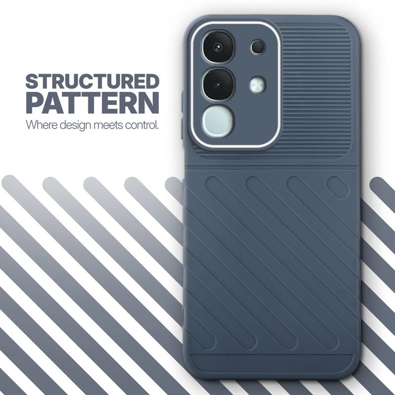 Textured soft silicone back cover for Vivo T4x 5G, Grey finish with comfortable anti-slip grip