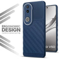Soft silicone back cover for Vivo V50 5G in blue with anti-slip grip and textured design