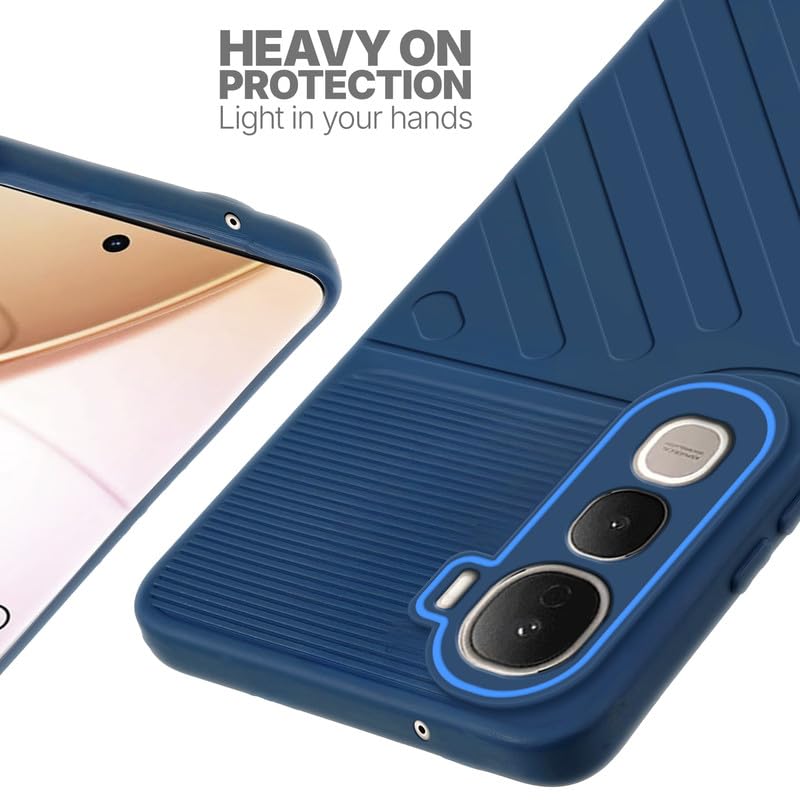 Silicone case for Vivo Y400 Pro 5G with raised edges for screen and camera protection in blue