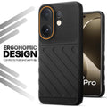 Soft silicone back cover for Vivo T4 Pro 5G in Black with anti-slip grip and textured design