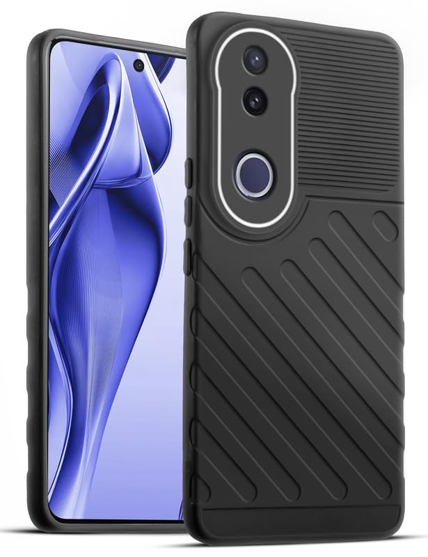 Lightweight and flexible silicone case for Vivo V50e 5G with raised camera protection – Black color