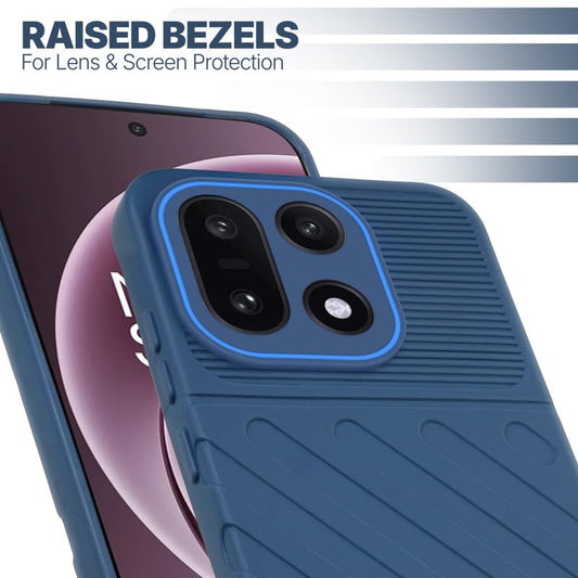 Slim blue silicone back cover for OnePlus 15 5G with strong drop protection and soft feel