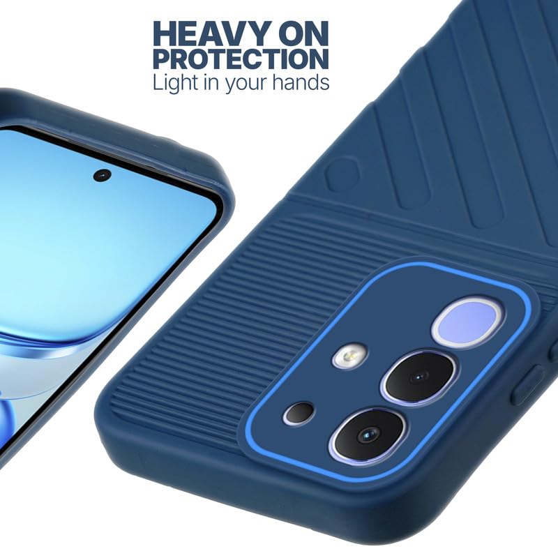 Silicone case for iQOO Z10x 5G with raised edges for screen and camera protection in blue