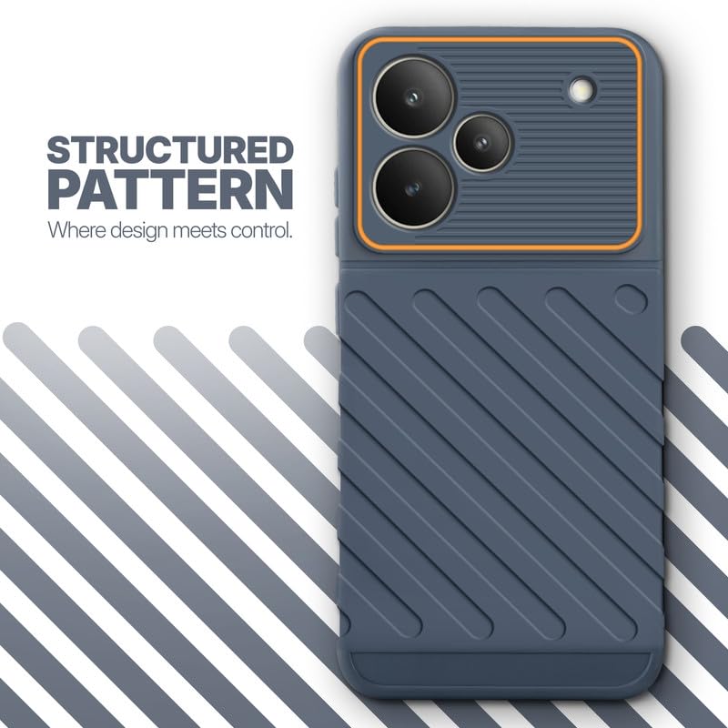Textured soft silicone back cover for Realme P4 5G, Grey finish with comfortable anti-slip grip