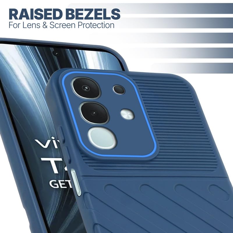 Slim blue silicone back cover for Vivo T4x 5G with strong drop protection and soft feel