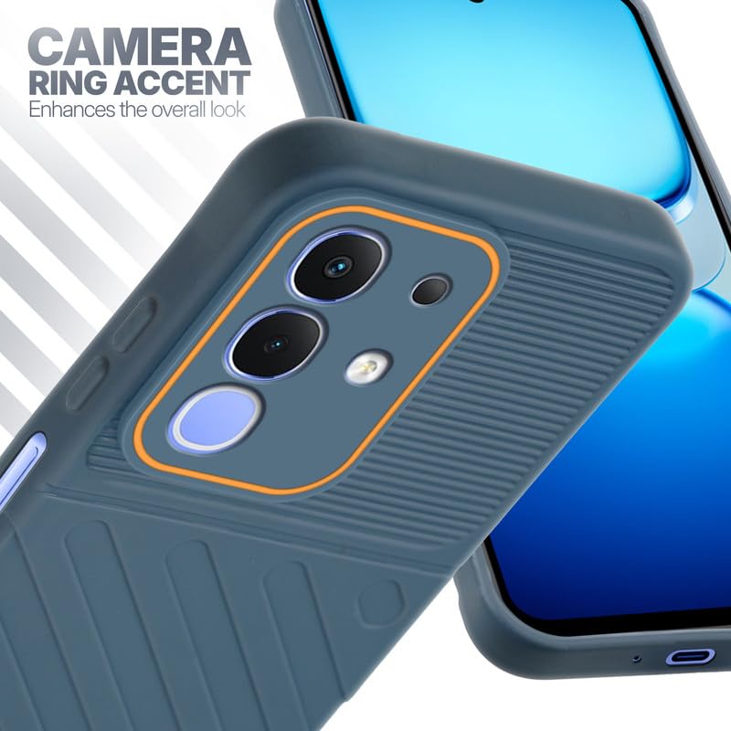 iQOO Z10x 5G Grey silicone case with raised camera ring for extra lens protection and stylish look