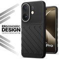 Soft silicone back cover for Vivo T4 Pro 5G in Black with anti-slip grip and textured design