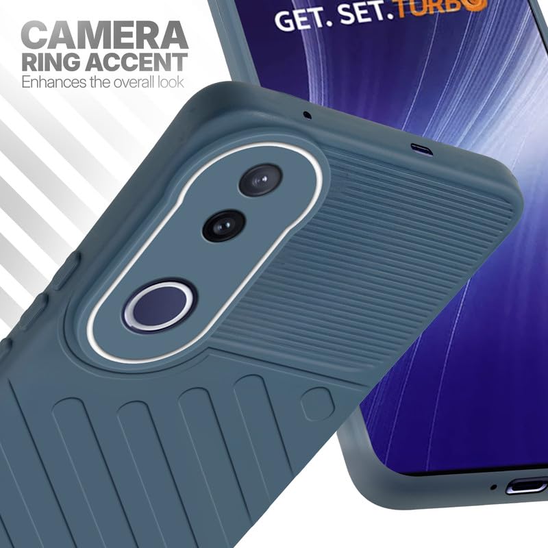 Vivo T4R 5G Grey silicone case with raised camera ring for extra lens protection and stylish look