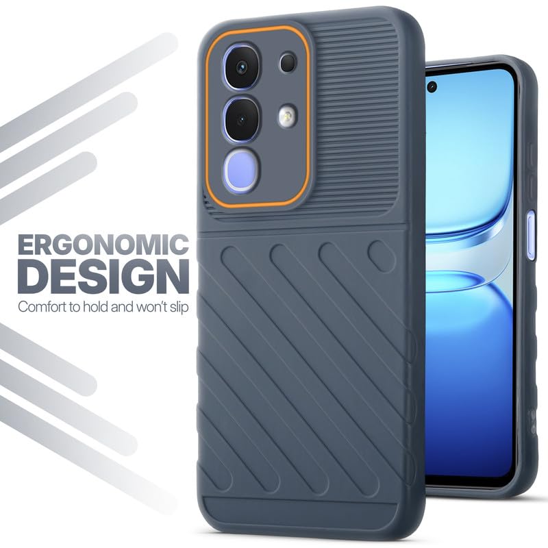 Soft silicone back cover for iQOO Z10x 5G in Grey with anti-slip grip and textured design