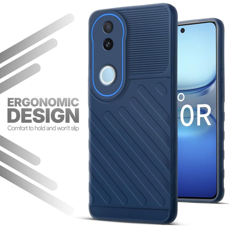 Soft silicone back cover for iQOO Z10R 5G in blue with anti-slip grip and textured design