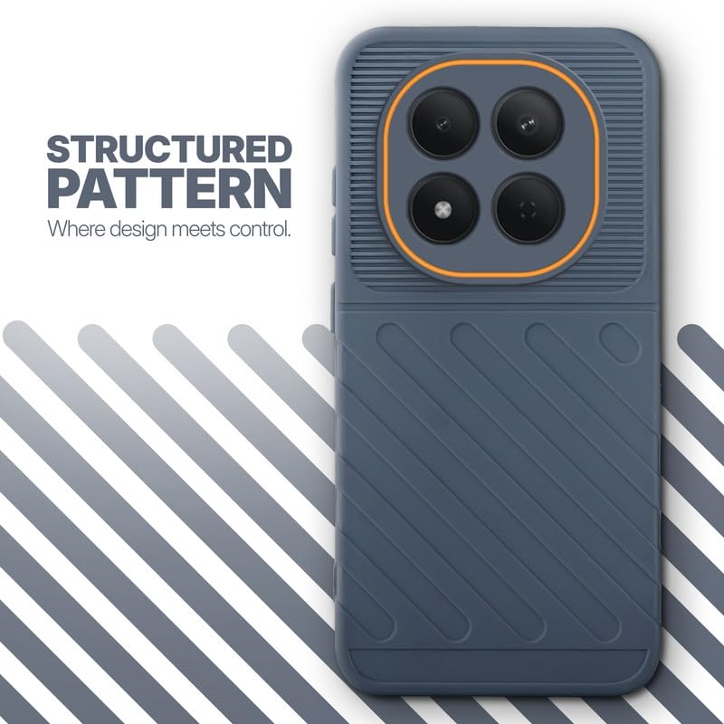 Textured soft silicone back cover for Redmi Note 15 Pro 5G, Grey finish with comfortable anti-slip grip