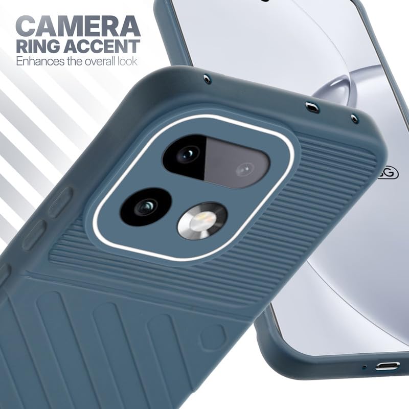 Realme 16 Pro Plus 5G Grey silicone case with raised camera ring for extra lens protection and stylish look