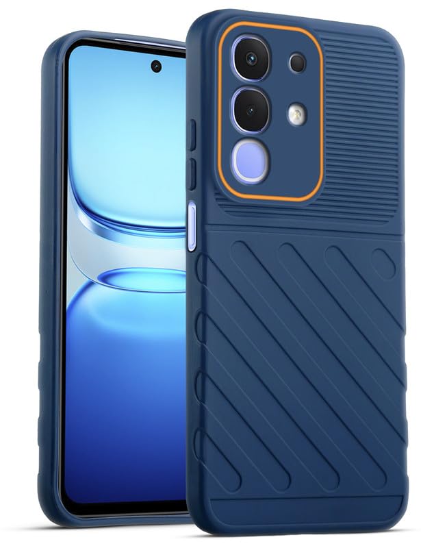 Lightweight and flexible silicone case for iQOO Z10x 5G with raised camera protection – blue color
