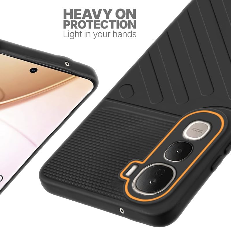 Silicone case for Vivo Y400 Pro 5G with raised edges for screen and camera protection in Black