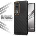 Soft silicone back cover for Vivo V50 5G in Black with anti-slip grip and textured design