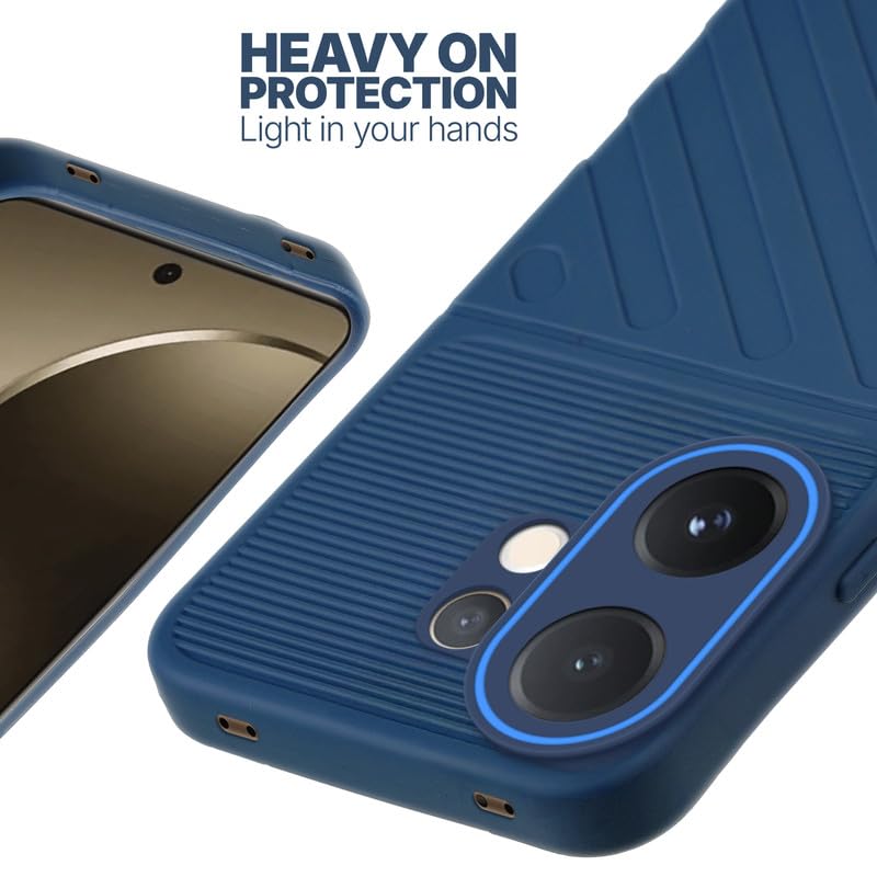 Silicone case for Vivo T4 Pro 5G with raised edges for screen and camera protection in blue