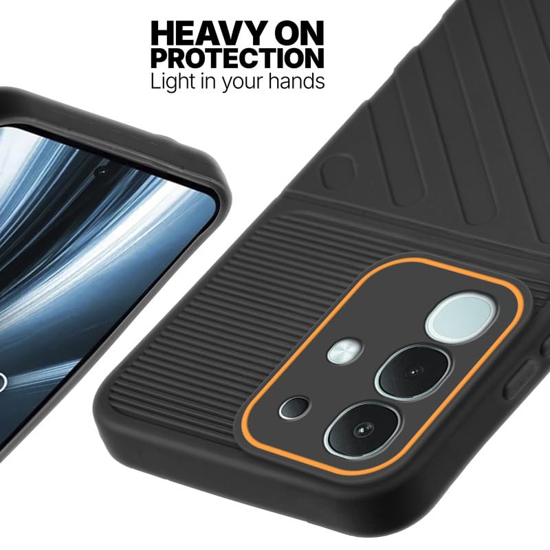 Silicone case for Vivo T4x 5G with raised edges for screen and camera protection in Black