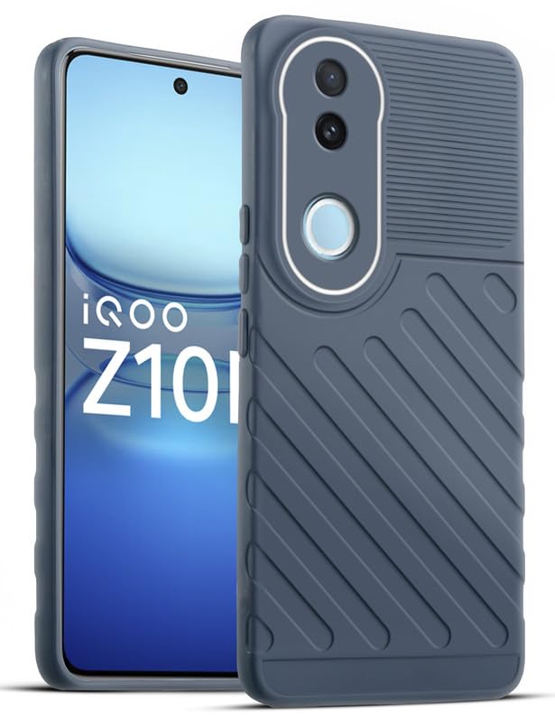 Lightweight and flexible silicone case for iQOO Z10R 5G with raised camera protection – Grey color