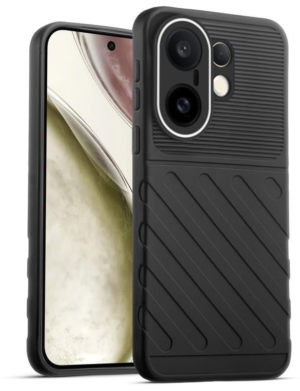 Lightweight and flexible silicone case for Vivo X200 FE 5G with raised camera protection – Black color