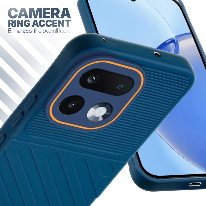 Realme 16 Pro 5G blue silicone case with raised camera ring for extra lens protection and stylish look