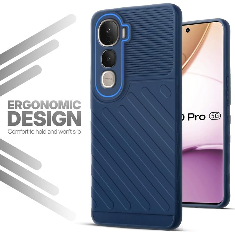 Lightweight and flexible silicone case for Vivo Y400 Pro 5G with raised camera protection – blue color