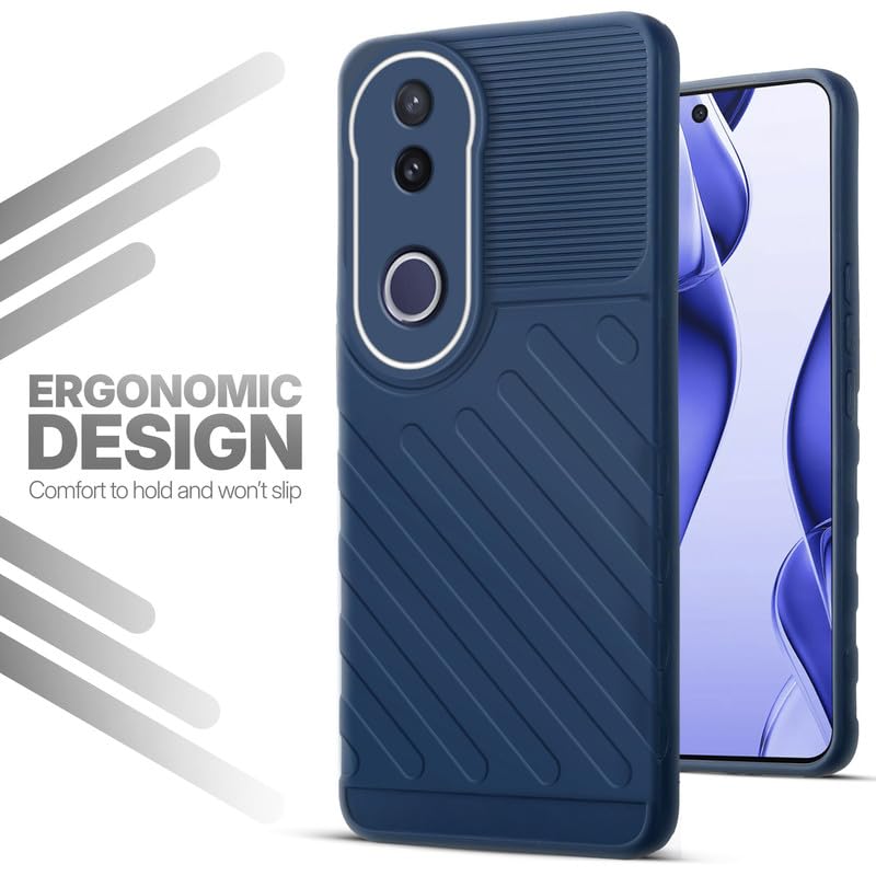 Soft silicone back cover for Vivo V50e 5G in blue with anti-slip grip and textured design