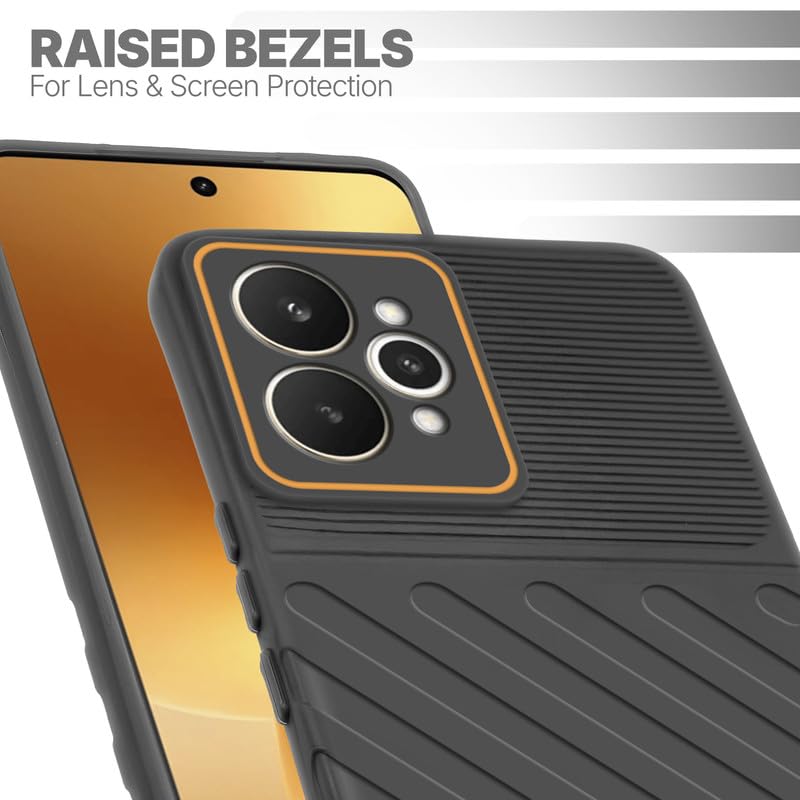 Slim Black silicone back cover for Realme 15 5G with strong drop protection and soft feel
