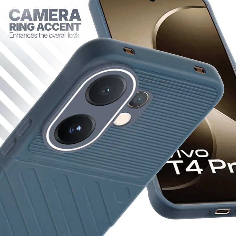 Vivo T4 Pro 5G Grey silicone case with raised camera ring for extra lens protection and stylish look